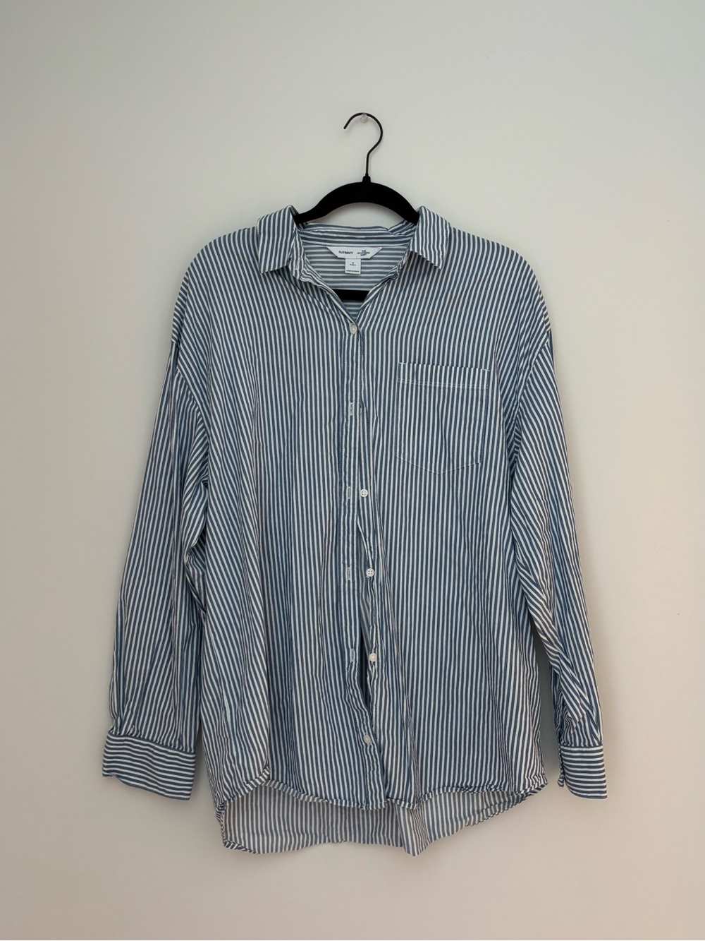 Old Navy Blue and White Striped Button-Down Shirt
